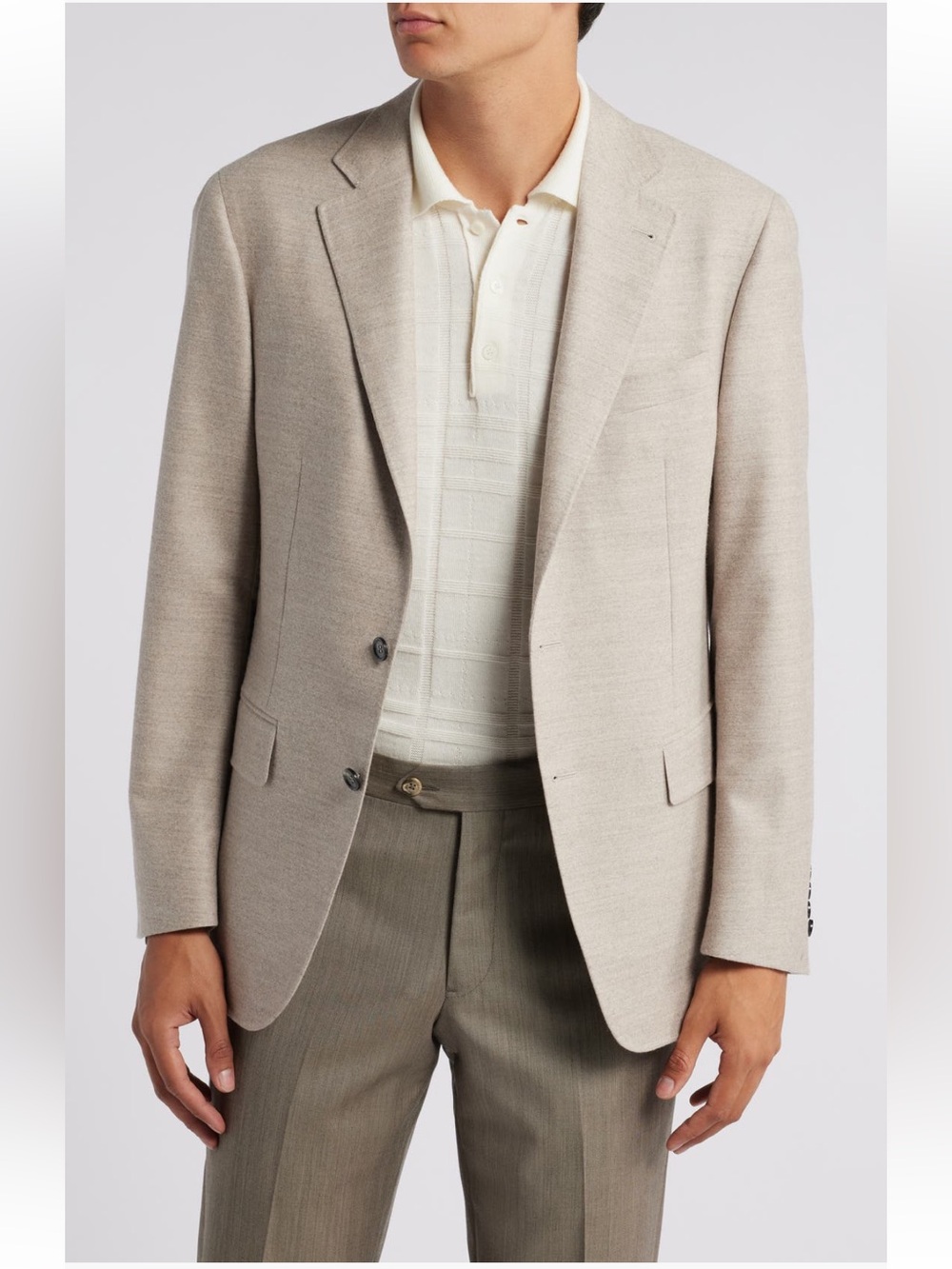 NWT Canali Kei Trim Fit Beige Wool Sport Coat 58 EU Regular in BEIGE